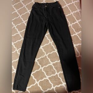 Black denim high rise jeans